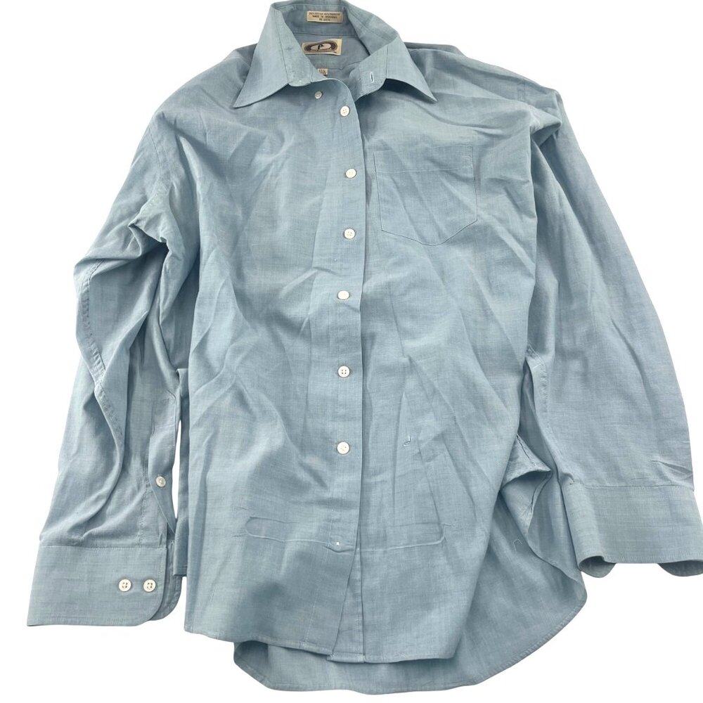 Bert Pulitzer‎ Light Blue Mens Button-Up Shirt Size 17.5 34/35 Long Sleeves